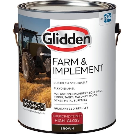 Glidden GLFIIE50BR-01 Exterior Paint, High-Gloss, Brown, 1 gal GLFIIE50BR/01