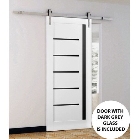 Sartodoors Sturdy Barn Door White Solid Core Modern Interior QUADRO4588BD-S-WS-18