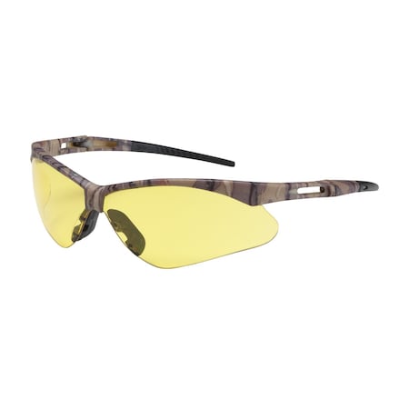 Bouton Optical Semi-Rimless Safety Glasses with Camouflage Frame, Amber Lens and Anti-Scratch Coating 250-AN-10122