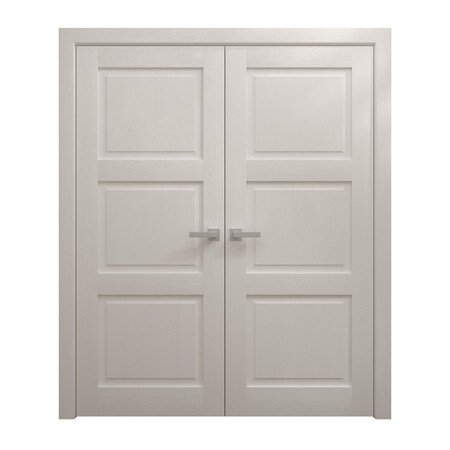 Sartodoors Interior Solid French Double Doors 60 x 96 inches, Ego 5010 Painted White Oak, Wood Interior Solid EGO5010DD-PWO-6096