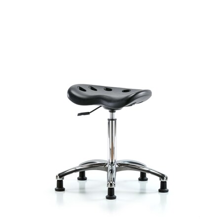 Blue Ridge Ergonomics Poly ESD Tractor Stool Chrome, Med Bench, Glides, Black BR-ESD-PTMBSL-CR-NF-EG