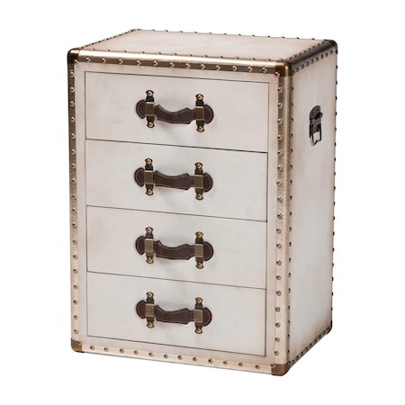 Baxton Studio Jaelyn Vintage Coffee Canvas 4-Drawer End Table 252-13966-ZORO