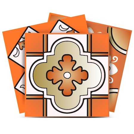 Homeroots 7" x 7" Retro Orange Mosaic Peel and Stick Removable Tiles 400438