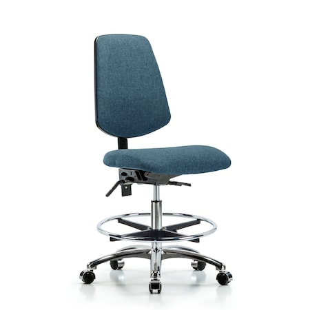 Blue Ridge Ergonomics Fab Med Bench Chair, Bk, CF, Cast, Blu, No Arms, 22" to 29" Height, Blue BR-FMBCH-MB-CR-T1-A0-CF-CC-F43