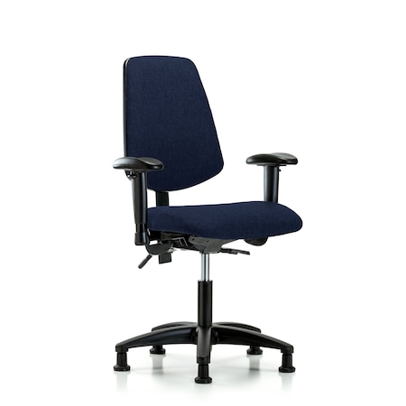 Blue Ridge Ergonomics Desk Chair Fab Desk Chair, Med, Bk, AA, Glides, Navy, Adjustable Arms, 19" to 24" Height, Fabric BR-FDHCH-MB-RG-T0-A1-RG-F45