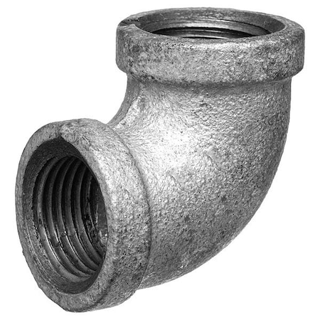 Zoro Select 90 Degrees Elbow Galvanized Malleable Iron Pipe Fitting, 1" Pipe, Female BSPT, Malleable Iron 793FN0