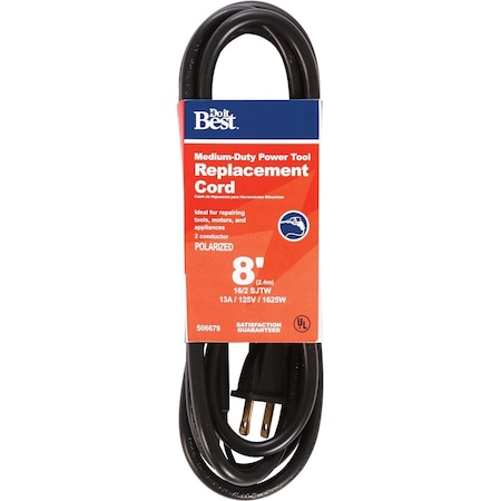 Do It Best 8 Ft. 16/2 13A Medium-Duty Power Tool Replacement Cord APC-JTW162-8-BL