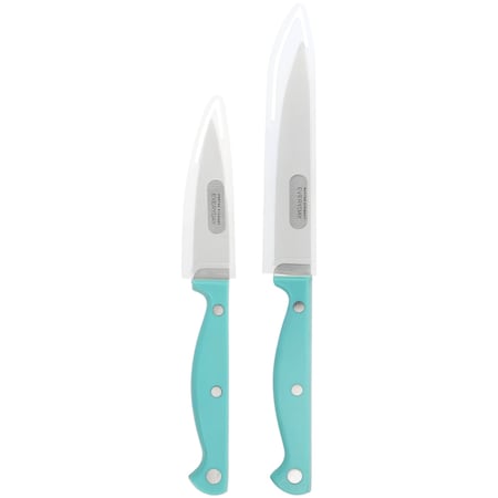 Martha Stewart Everyday Keswick 2 Piece Cutlery and Sheath Set in Teal 141043.02