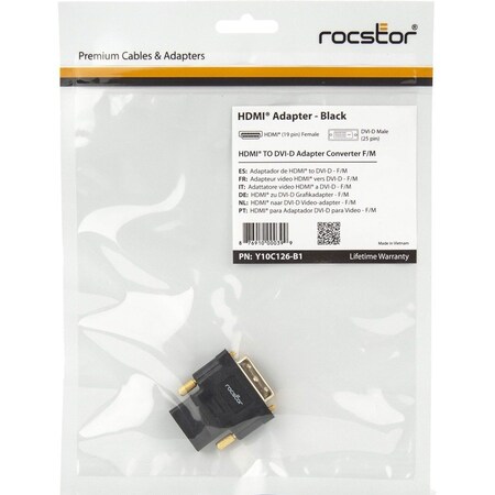 Rocstor HMDI TO DVI ADAPTER F/M HDMI F Y10C126-B1