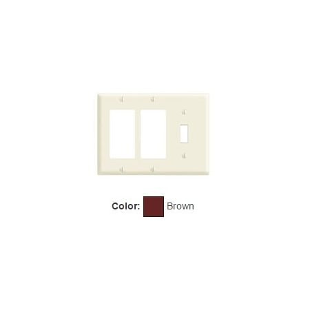 Leviton Combination Wallplate, Standard Size, Gang 3, Brown 80431