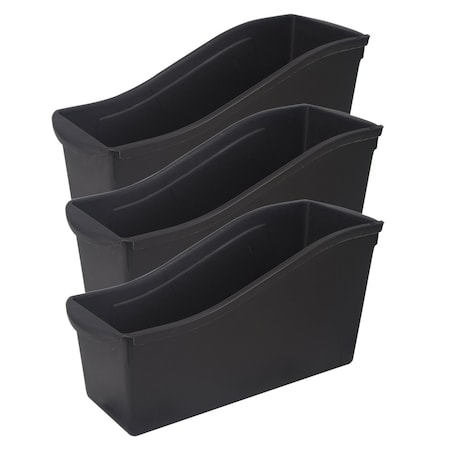 Storex Large Book Bin, 7"H x 14.3"D x 5.3"W, Black, 3PK 70109E06C