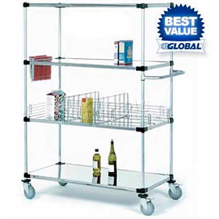 Global Industrial Nexel Stainless Steel Shelf Truck w/Brakes, 1200 lb. Capacity, 48"L x 18"W x 92"H 987459B