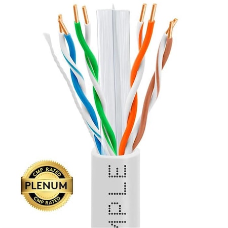 Cmple Cat6 Bulk Plenum Ethernet 23AWG Cable - 550MHz, 1000 ft. - White 1320-N