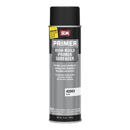 Sem High-Build Primer Surfacer, 20 oz, Black, 11 sq-ft at 2 mil DFT Coverage, 1 hr Dry Curing 42003