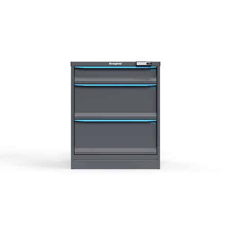 Strong Hold 3 drawer cabinet - (1x 5ft, 2x 11ft) - Blue accents - E-Lock w/ Tracking S3036-PPTAS-0304FS