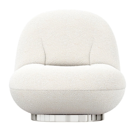 Homeroots 30" White and Silver Boucle Slipper Chair 520663