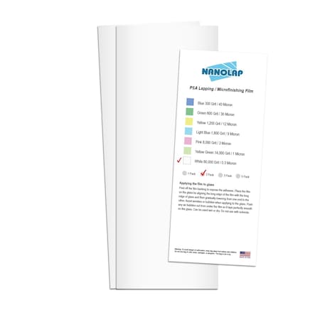 Nanolap PSA Lapping Film, 2 Pc 0.3 Micron (60,000 Grit), 4-0.25 in x 11 in Microfinishing Fine Sanding Paper 61537N