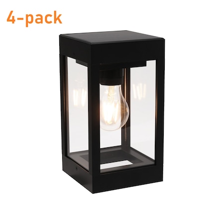 Techko Outdoor Solar Wall Light Edison LED Bulb Aluminum Metal Black Sconce , 4PK STL-315-1 (4-pack)