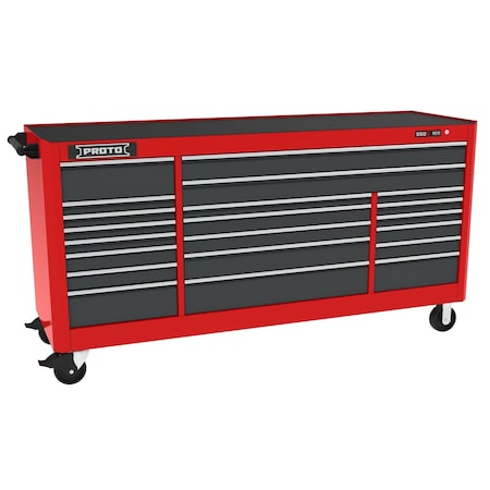 Proto 550 Series Rolling Tool Cabinet, 21 Drawer, Red/Gray, 88 in W x 27 in D x 46 in H J558846B-21SG