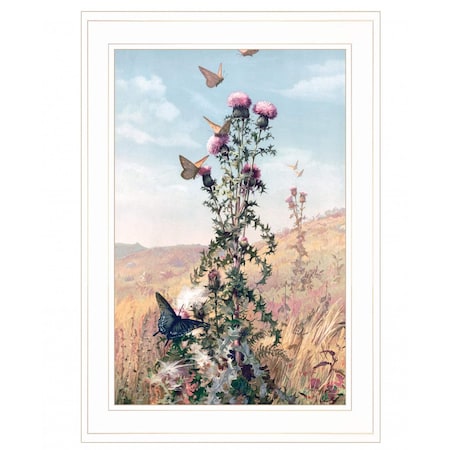 Homeroots Meadow Butterflies 1 White Framed Print Wall Art 407878
