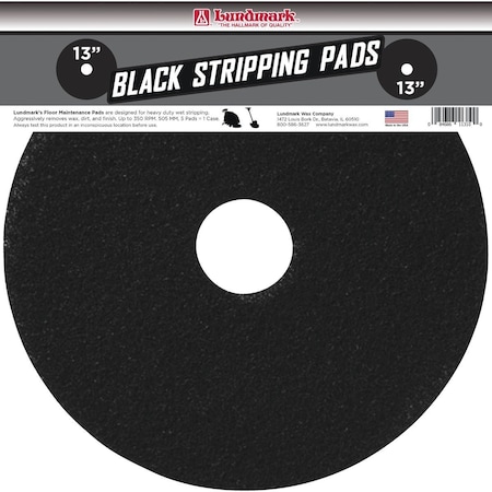 Lundmark 13'' Thick Line Black Stripping Pad, 5PK TKL13B