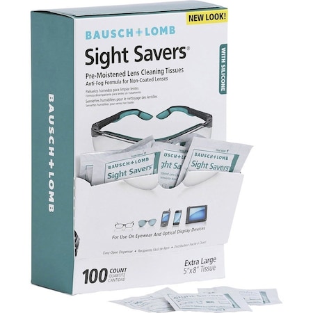 Bausch + Lomb Sight Savers Pre-Moistened Anti-Fog Tissues with Silicone, PK100 8576