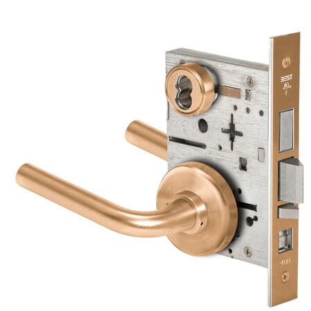 Best Grade 1 Office Mortise Lock, 12 Lever, H Rose, SFIC Housing Less Core, Satin Bronze Finish, Field R 45H7AB12H612