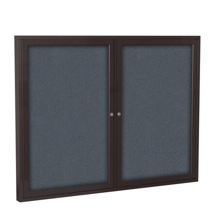Ghent 2 Door Enclosed Fabric Bulletin Board, Bronze Aluminum Frame, 3'H x 4'W, Gray PB23648F-91
