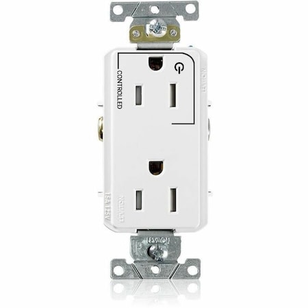 Leviton Dec Plus Dup 15A 125V TR 1Mrk-Ctrl Wht TDR15-S1W