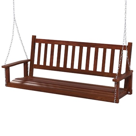 Total Tactic 3-Person Wooden Outdoor Porch Swing, Brown NP11446BN
