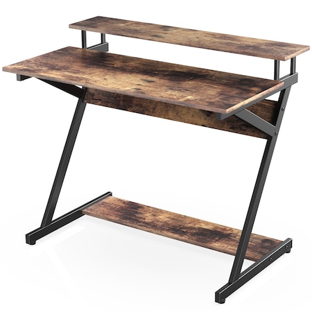 Homeroots Espresso Brown Modern Rustic Writing Desk 473247