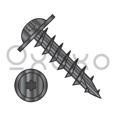 Oxoxo 8-11X1 6 Lobe Round Washer Head Deep Thread Wood Screw Type 17 Full Thread Black Oxide, 3000PK 583113