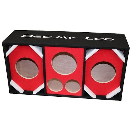 Deejay Led Two 6-in Woofers plus Two Tweeters and One Horn RED Empty Chuchera Speaker Enclosure D6T2H1RED