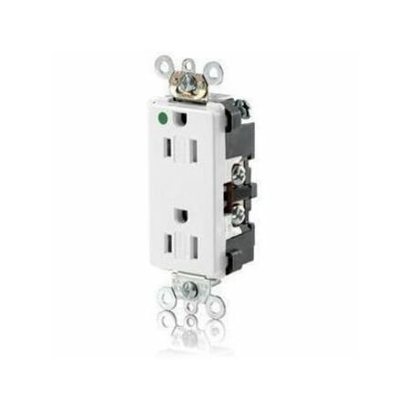 Leviton Hospital Grade Decora Receptacle, 15 Amp, 125 Volt 16262-SGW