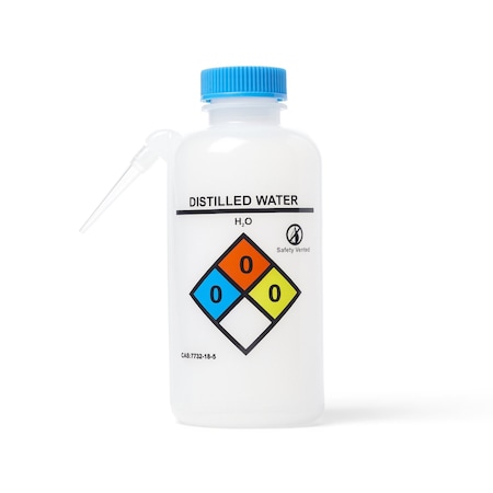 United Scientific UniSafe Distilled Water Wash Bottles, Unitary, LDPE, 500 mL, 6PK 36-1003