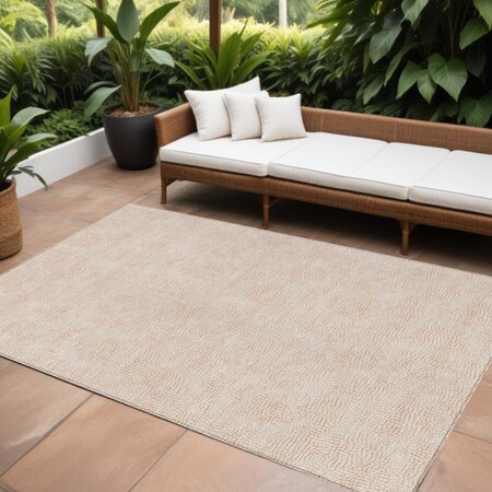Homeroots 10' X 14' Peach And Beige Geometric Washable Indoor Outdoor Area Rug 602436