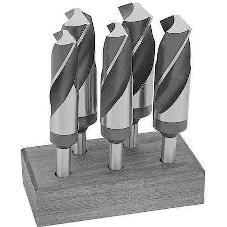 Drill America 5 Piece HSS Black and Bright Reduced Shank HSS Drill Bit Set, 9/16" - 1" D/ASWD