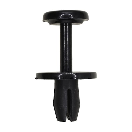 Auveco Push-Type Retainer; Head Diameter: 20mm, Stem Length: 14mm, Fits Into 8mm Hole, Black Nylon, 25PK 21883