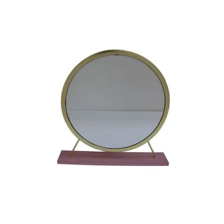 Homeroots 19" Brass Round Metal Framed Freestanding Mirror 485939