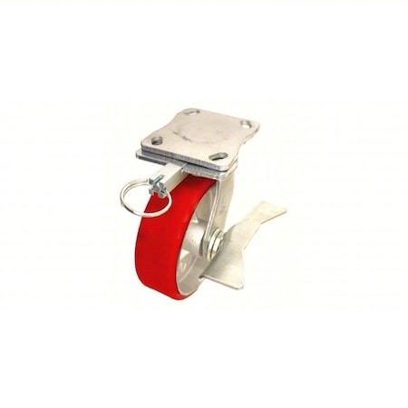 Zoro Select Plate Caster, Swivel, Polyurethane, 9 1/2"H P25S-UY080KP-16-WB-DL-001