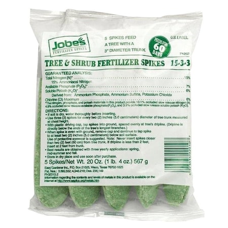 Jobes 0 Fertilizer Spike Bag, Spike, Light Green, Slight Ammonia Bag 2010