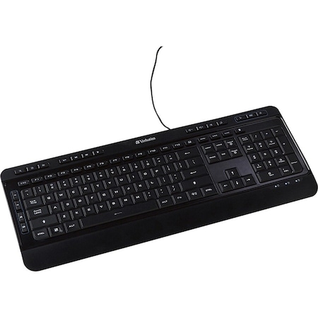 Verbatim Illuminated Wired Keyboard - Cable Connectivity - USB Type A Interface - Media Player Hot Key(s) - 99789