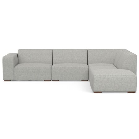 Homeroots 116" Gray Fabric Sofa With Ottoman With Brown Legs 641055