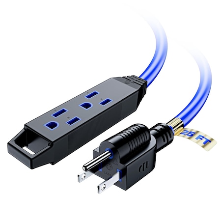 Maximm 25ft 16AWG 3-Outlet Extension Cord, ETL, Blue ADW-LA052T-25BL