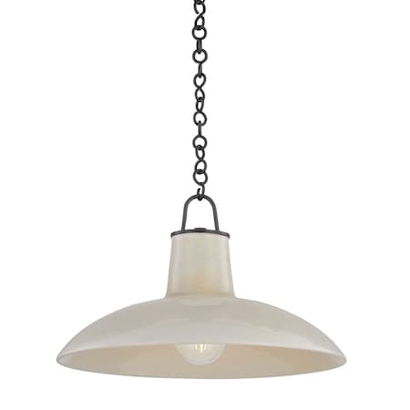 Hudson Valley Lighting Pottersville 18 in. Pendant Distressed Bronze/Ceramic Ivory Crackle 1918-DB/CIC