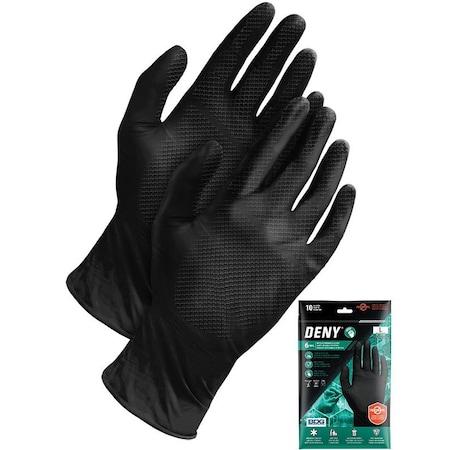 Bdg DENY, Disposable Gloves, Nitrile, Powder-Free, 3XL, 10 PK, Black 99-1-6800P-X3L
