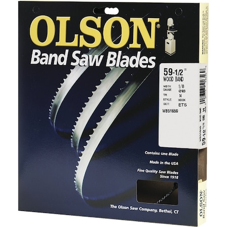 Olson 59-1/2'' x 1/8'' 14 TPI Hook Wood Cutting Band Saw Blade WB51659DB