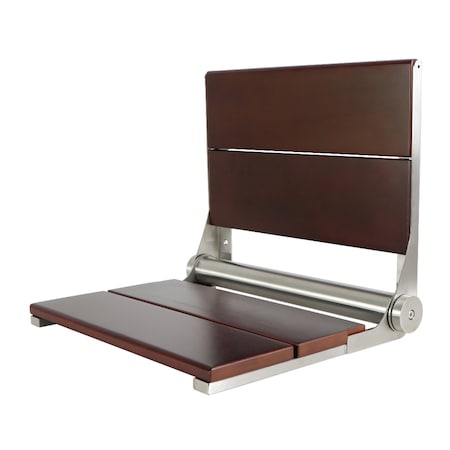 Kingston Brass 2-Slat Shower Seat, Dark Wood/Brushed Nickle KBSS16168