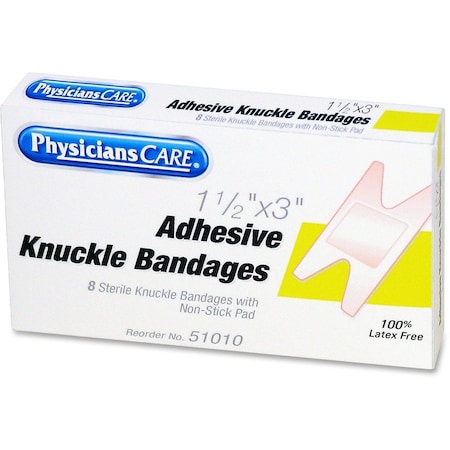 Acme United PhysiciansCare 51010 First Aid Fabric Knuckle Bandages, Box of 8 51010