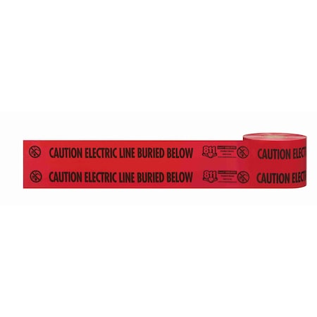 Empire Level Caution Electric Line Buried Below- Red Utility Tape 6in x 1000 Ft 22-130